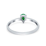 Petite Dainty Teardrop Wedding Ring Simulated Cubic Zirconia 925 Sterling Silver