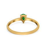 Petite Dainty Teardrop Wedding Ring Simulated Cubic Zirconia 925 Sterling Silver