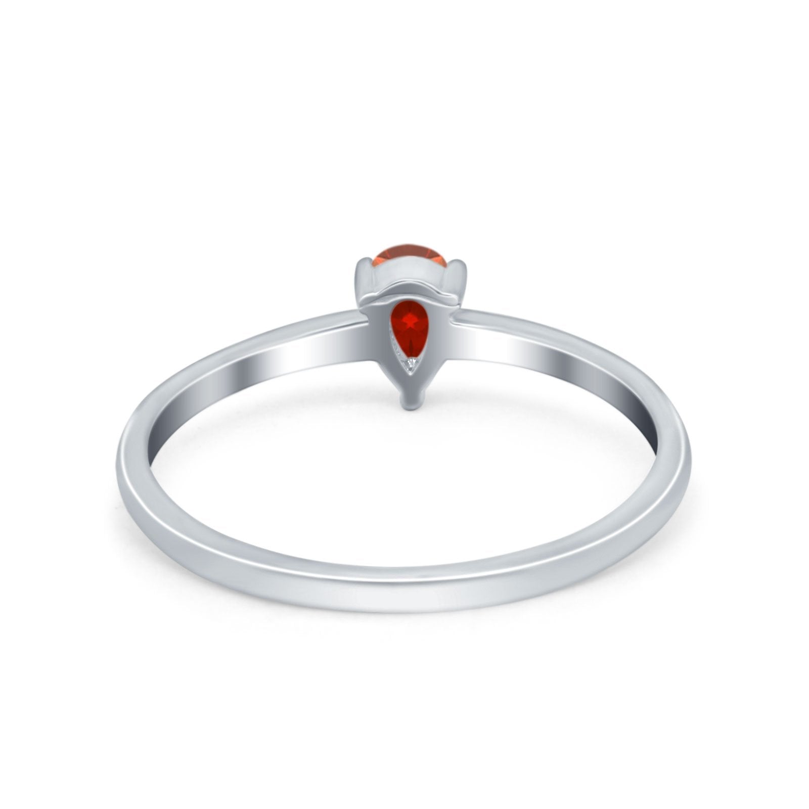 Petite Dainty Teardrop Wedding Ring Simulated Cubic Zirconia 925 Sterling Silver