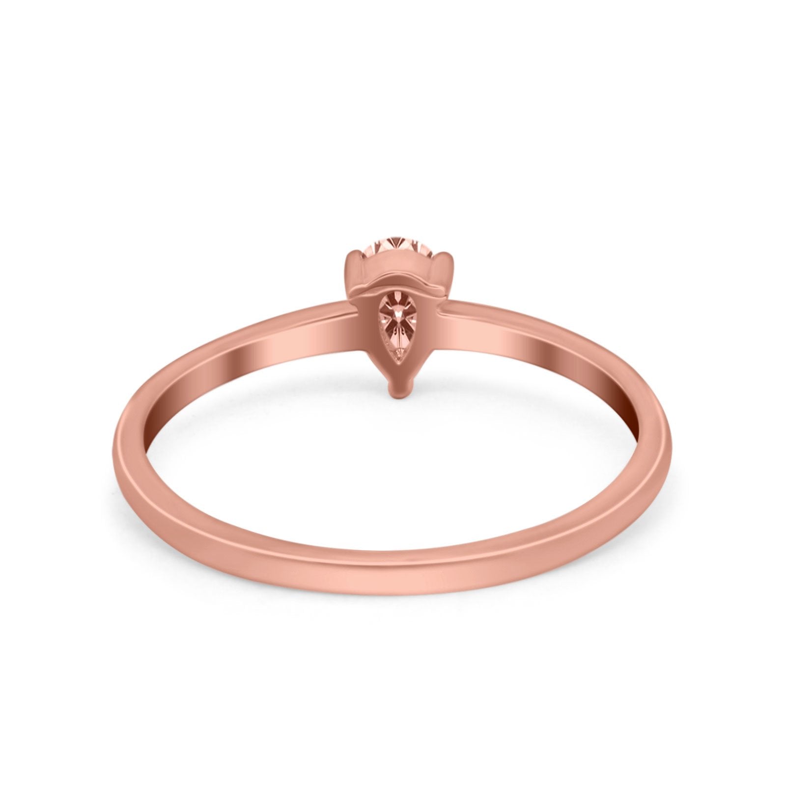 Petite Dainty Teardrop Wedding Ring Simulated Cubic Zirconia 925 Sterling Silver