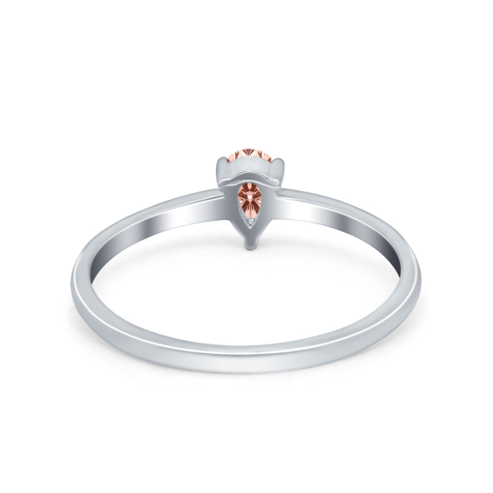 Petite Dainty Teardrop Wedding Ring Simulated Cubic Zirconia 925 Sterling Silver