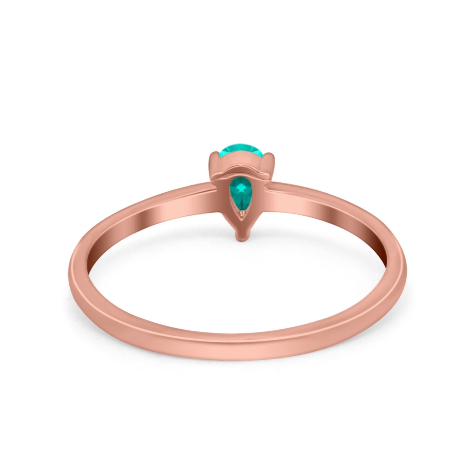 Petite Dainty Teardrop Wedding Ring Simulated Cubic Zirconia 925 Sterling Silver