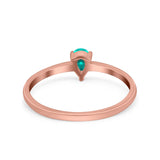 Petite Dainty Teardrop Wedding Ring Simulated Cubic Zirconia 925 Sterling Silver