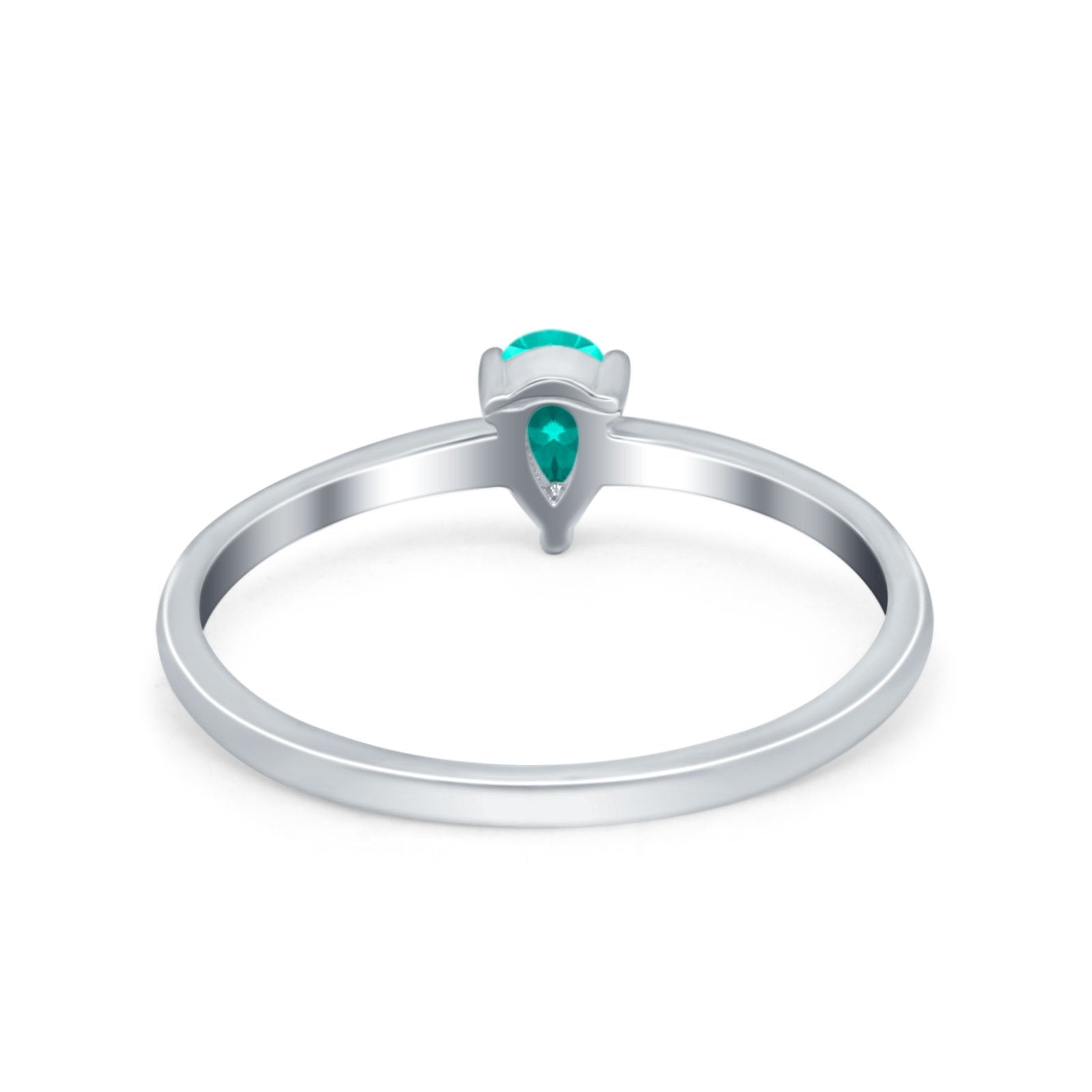 Petite Dainty Teardrop Wedding Ring Simulated Cubic Zirconia 925 Sterling Silver