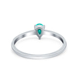 Petite Dainty Teardrop Wedding Ring Simulated Cubic Zirconia 925 Sterling Silver