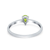 Petite Dainty Teardrop Wedding Ring Simulated Cubic Zirconia 925 Sterling Silver