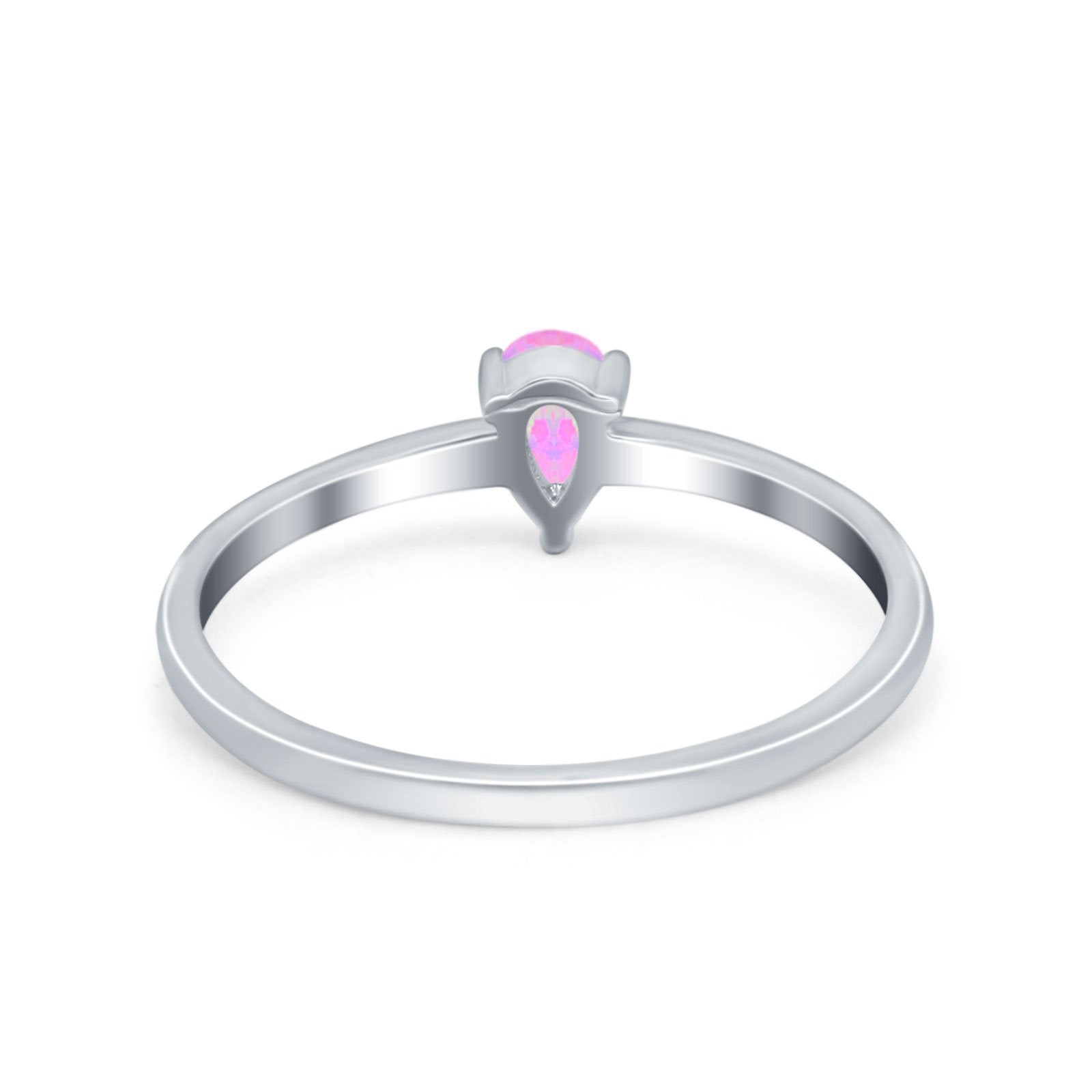 Petite Dainty Teardrop Wedding Ring Simulated Cubic Zirconia 925 Sterling Silver