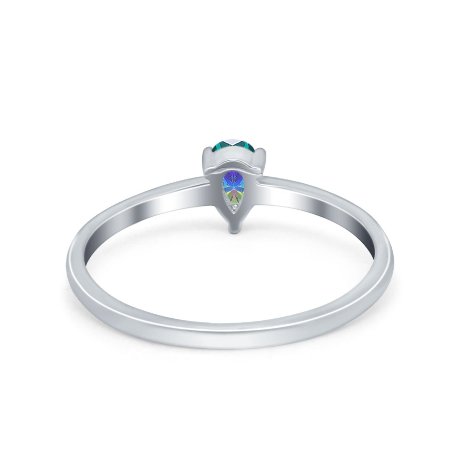 Petite Dainty Teardrop Wedding Ring Simulated Cubic Zirconia 925 Sterling Silver