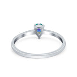 Petite Dainty Teardrop Wedding Ring Simulated Cubic Zirconia 925 Sterling Silver