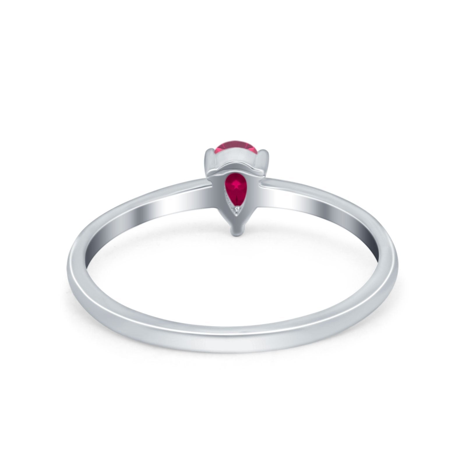 Petite Dainty Teardrop Wedding Ring Simulated Cubic Zirconia 925 Sterling Silver