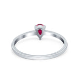 Petite Dainty Teardrop Wedding Ring Simulated Cubic Zirconia 925 Sterling Silver