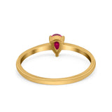 Petite Dainty Teardrop Wedding Ring Simulated Cubic Zirconia 925 Sterling Silver