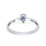 Petite Dainty Teardrop Wedding Ring Simulated Cubic Zirconia 925 Sterling Silver