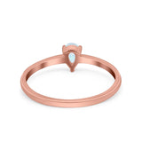 Petite Dainty Teardrop Wedding Ring Simulated Cubic Zirconia 925 Sterling Silver