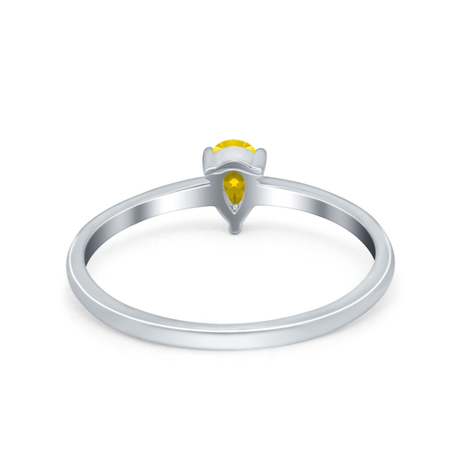 Petite Dainty Teardrop Wedding Ring Simulated Cubic Zirconia 925 Sterling Silver