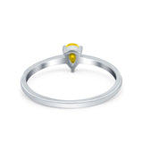 Petite Dainty Teardrop Wedding Ring Simulated Cubic Zirconia 925 Sterling Silver