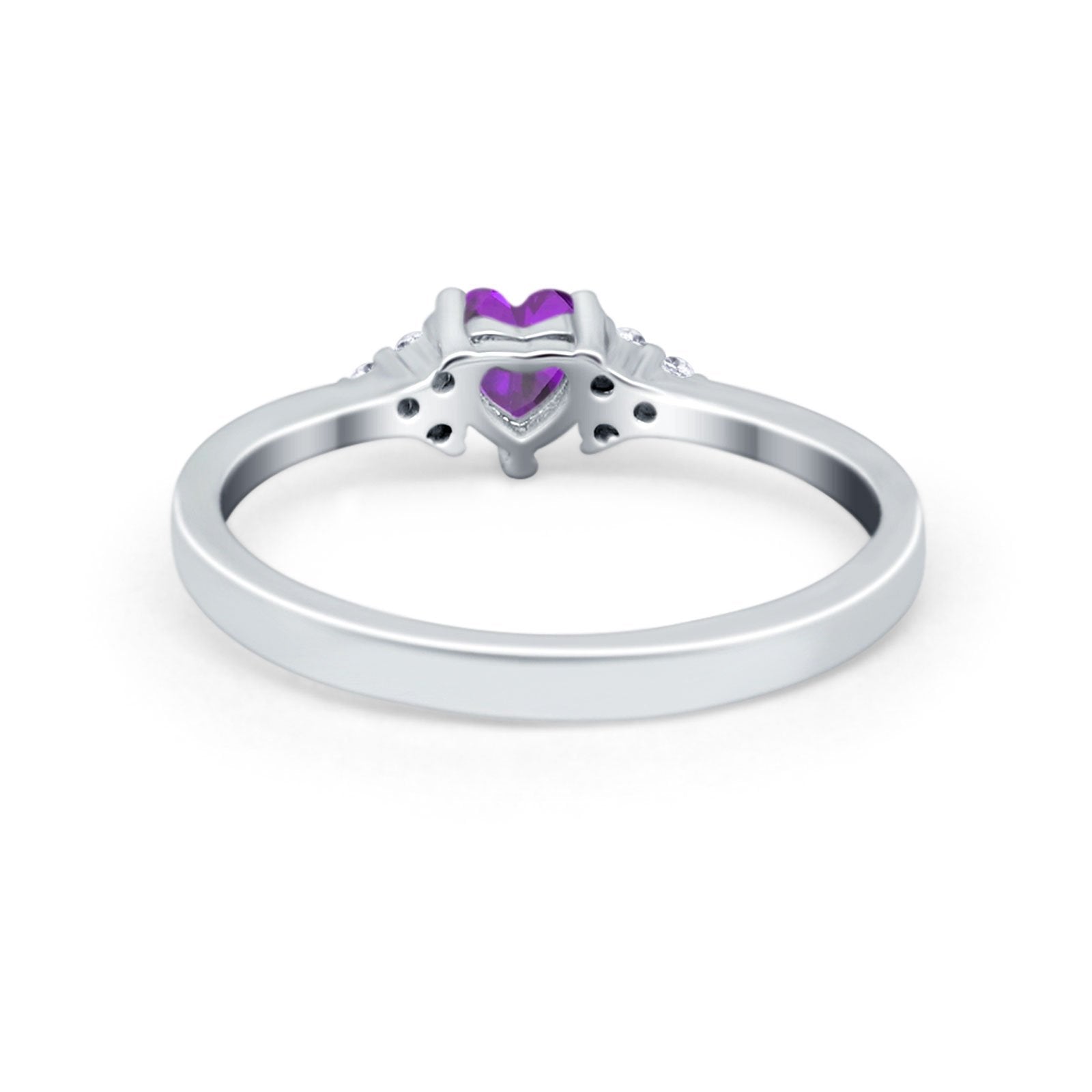 Engagement Heart Promise Ring Round Simulated Cubic Zirconia 925 Sterling Silver