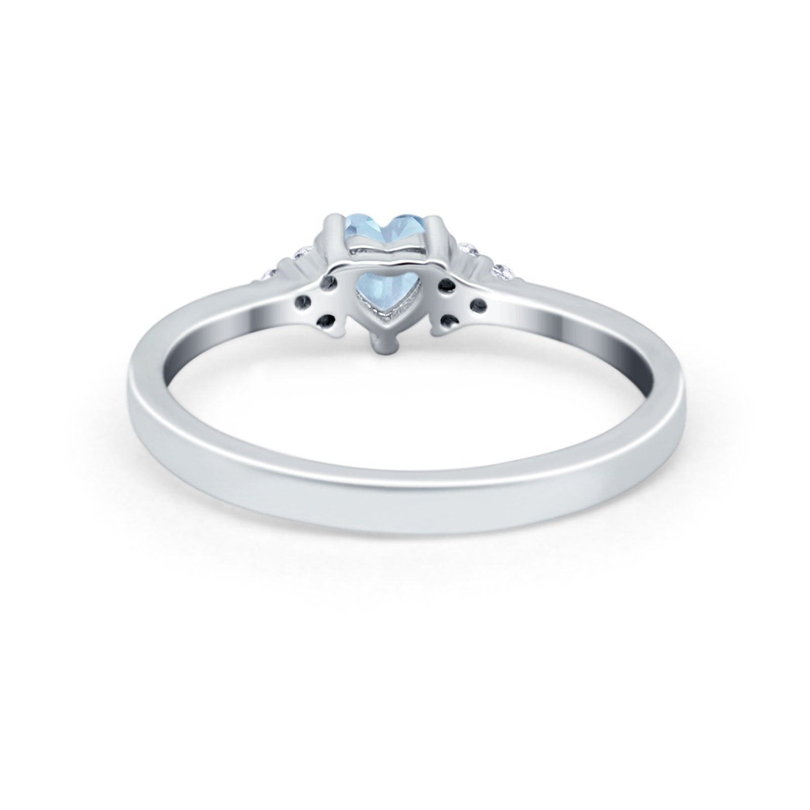 Engagement Heart Promise Ring Round Simulated Cubic Zirconia 925 Sterling Silver