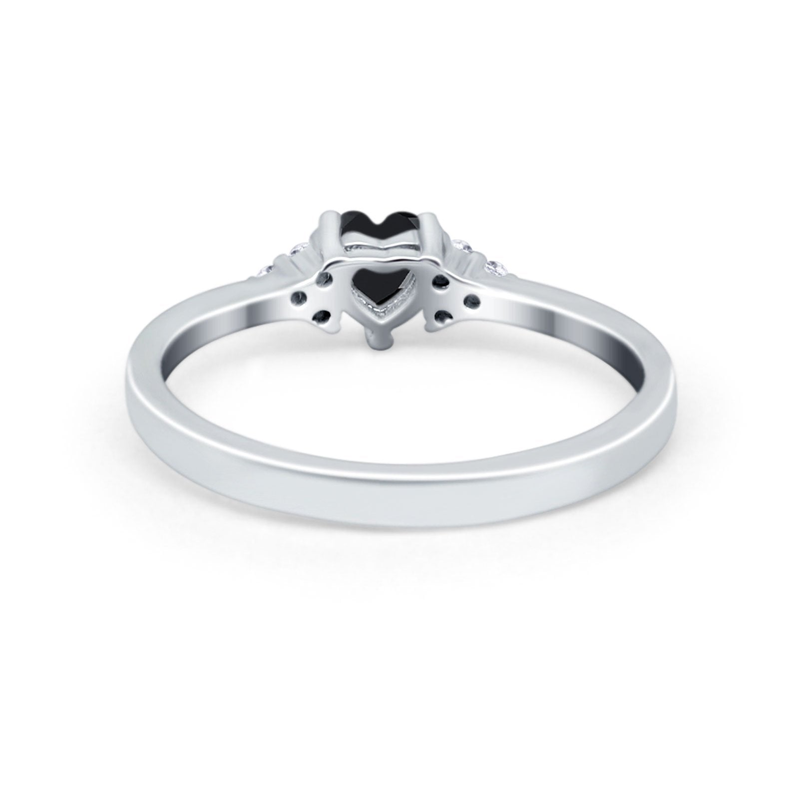Engagement Heart Promise Ring Round Simulated Cubic Zirconia 925 Sterling Silver