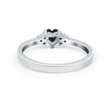 Engagement Heart Promise Ring Round Simulated Cubic Zirconia 925 Sterling Silver