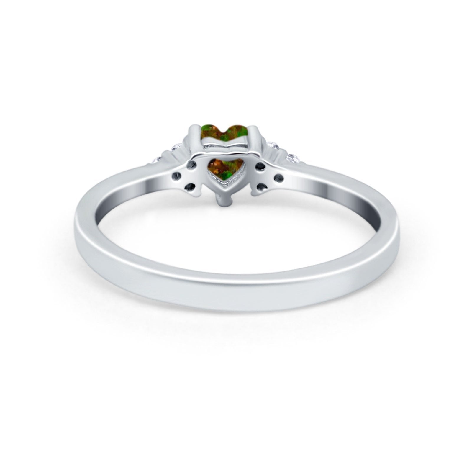 Engagement Heart Promise Ring Round Simulated Cubic Zirconia 925 Sterling Silver