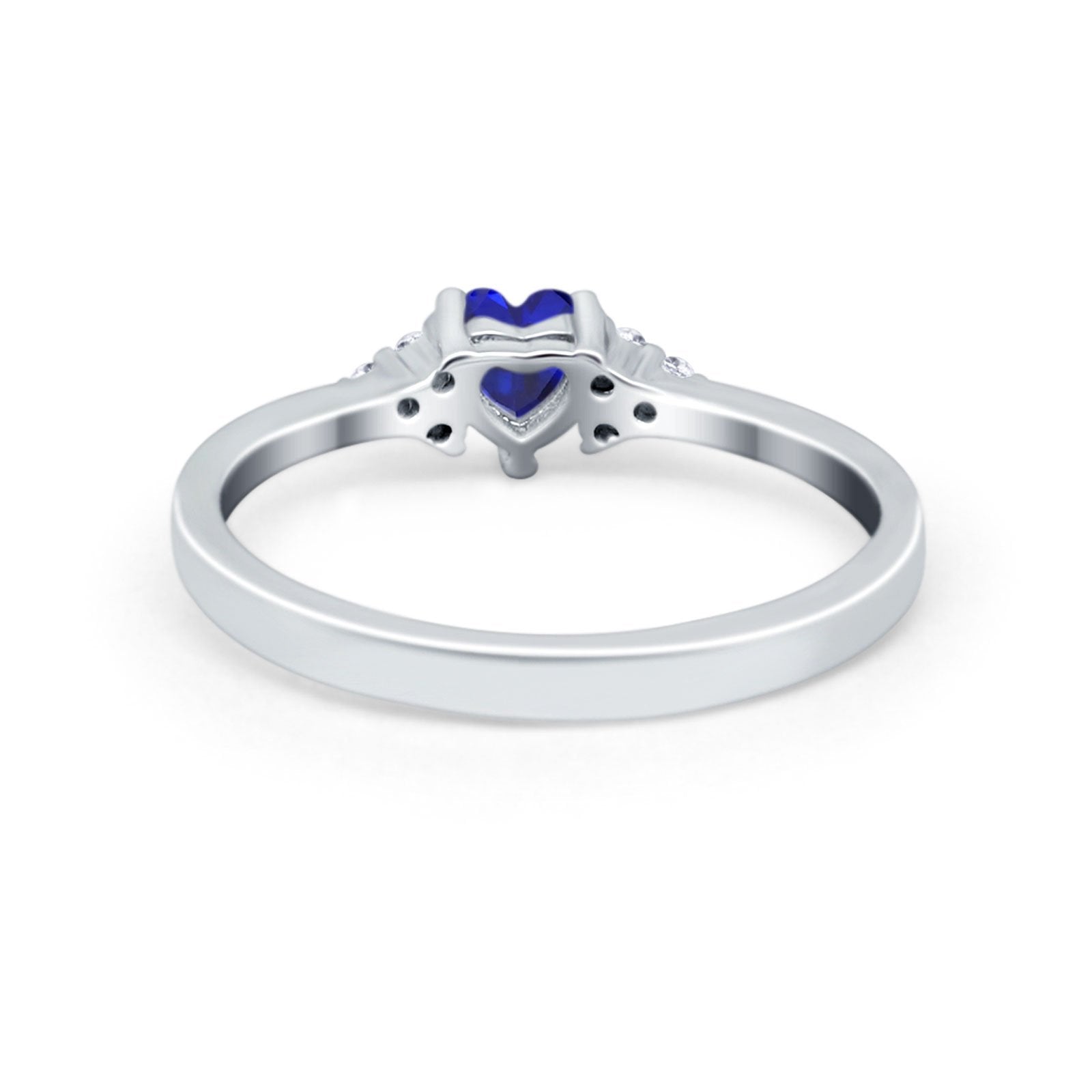 Engagement Heart Promise Ring Round Simulated Cubic Zirconia 925 Sterling Silver