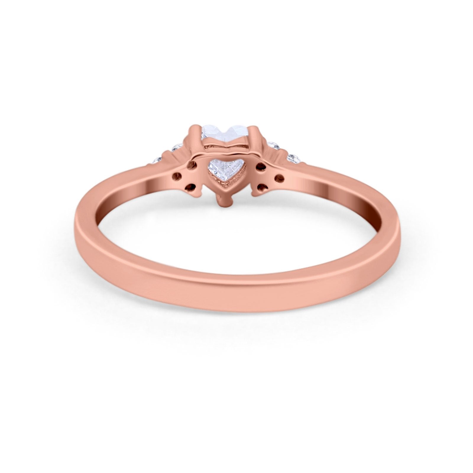 Engagement Heart Promise Ring Round Simulated Cubic Zirconia 925 Sterling Silver