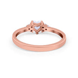 Engagement Heart Promise Ring Round Simulated Cubic Zirconia 925 Sterling Silver