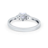 Engagement Heart Promise Ring Round Simulated Cubic Zirconia 925 Sterling Silver