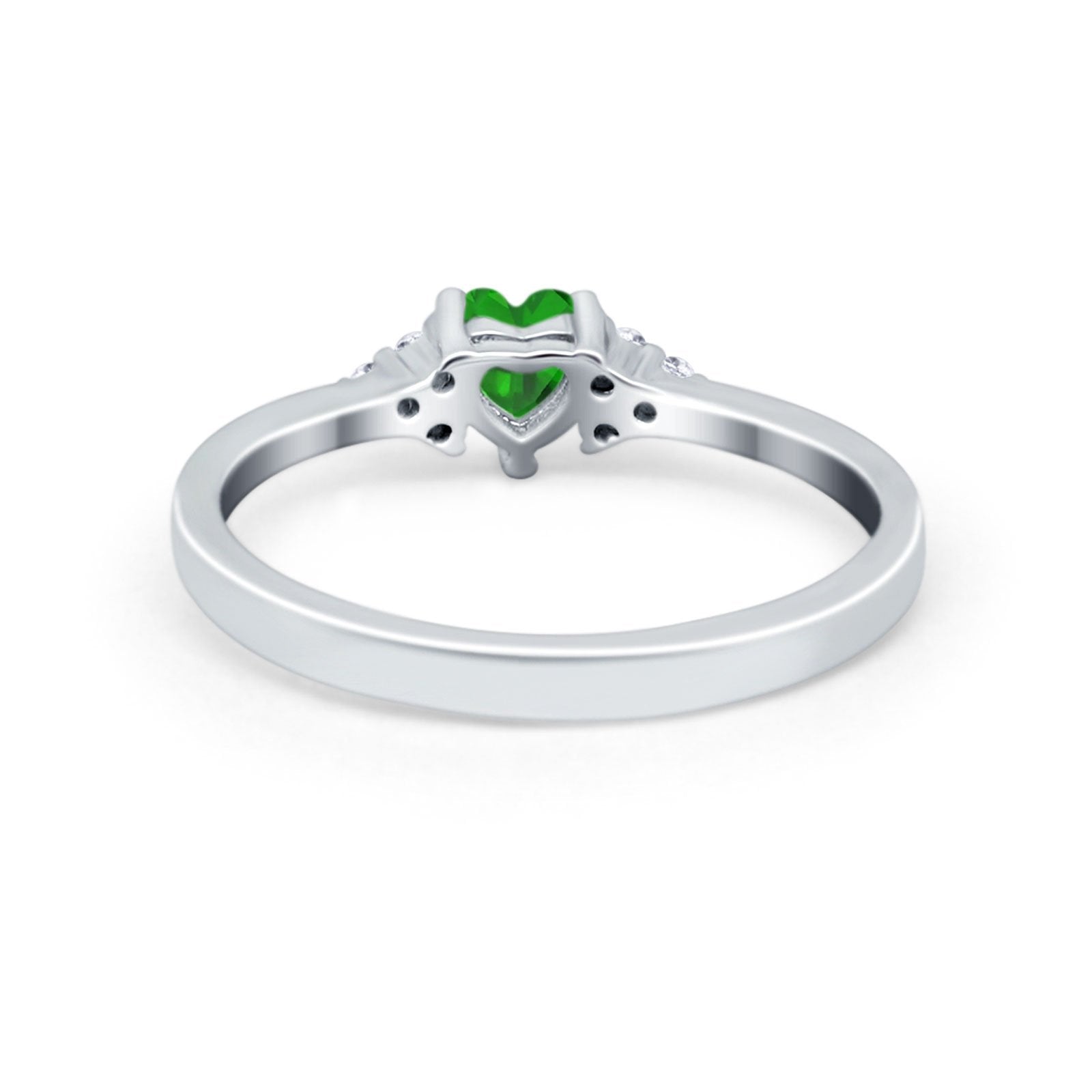 Engagement Heart Promise Ring Round Simulated Cubic Zirconia 925 Sterling Silver