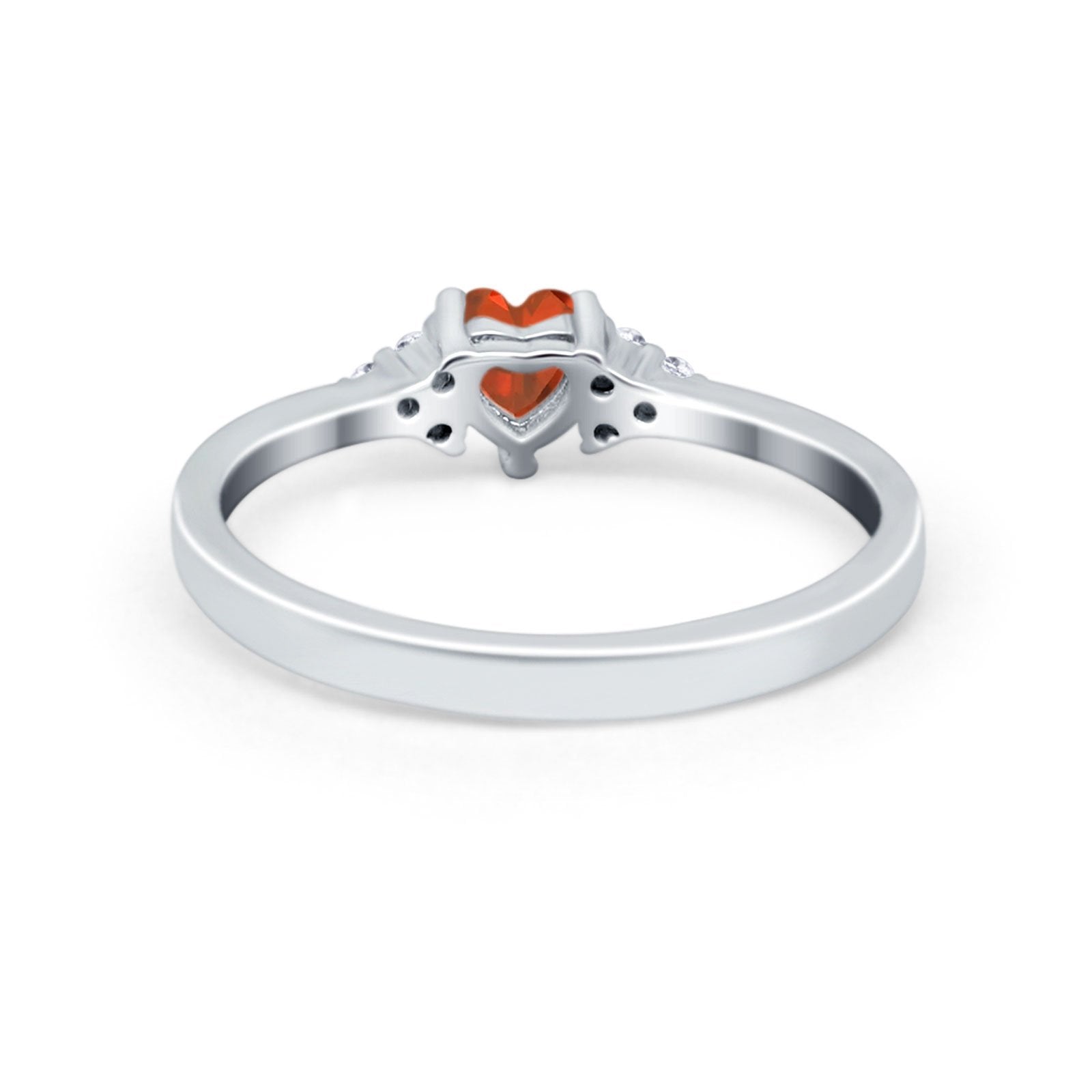 Engagement Heart Promise Ring Round Simulated Cubic Zirconia 925 Sterling Silver