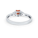 Engagement Heart Promise Ring Round Simulated Cubic Zirconia 925 Sterling Silver