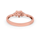 Engagement Heart Promise Ring Round Simulated Cubic Zirconia 925 Sterling Silver