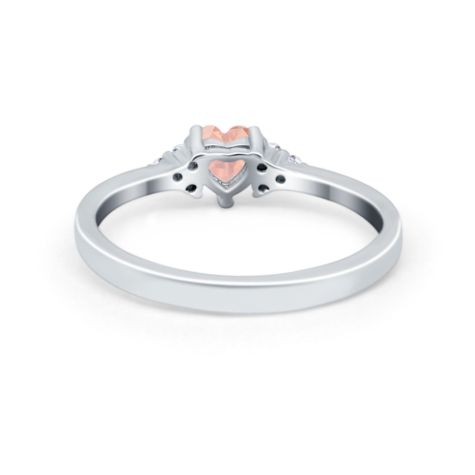 Engagement Heart Promise Ring Round Simulated Cubic Zirconia 925 Sterling Silver