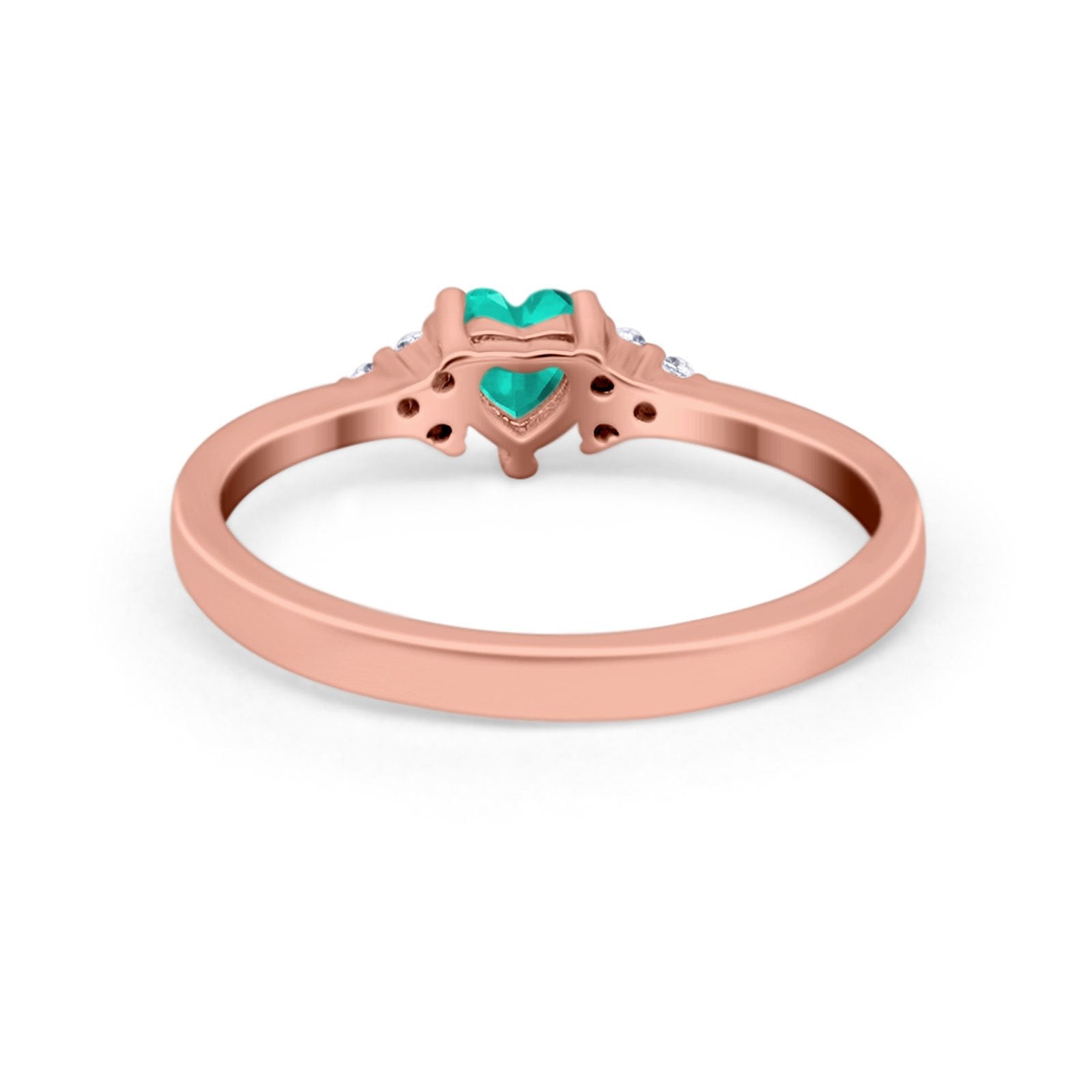 Engagement Heart Promise Ring Round Simulated Cubic Zirconia 925 Sterling Silver