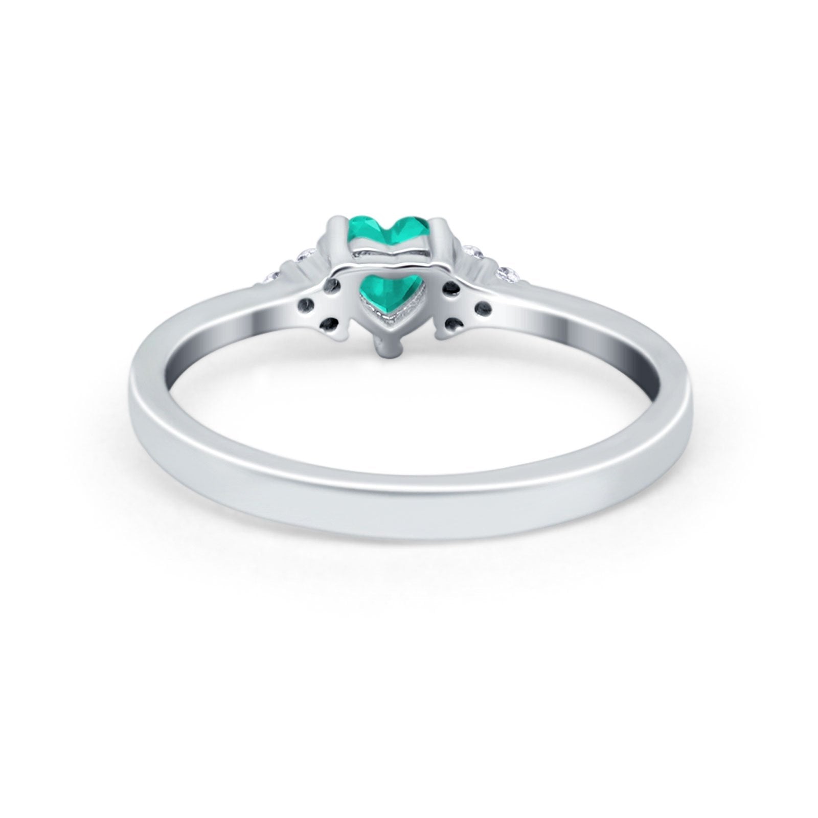 Engagement Heart Promise Ring Round Simulated Cubic Zirconia 925 Sterling Silver