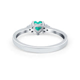 Engagement Heart Promise Ring Round Simulated Cubic Zirconia 925 Sterling Silver