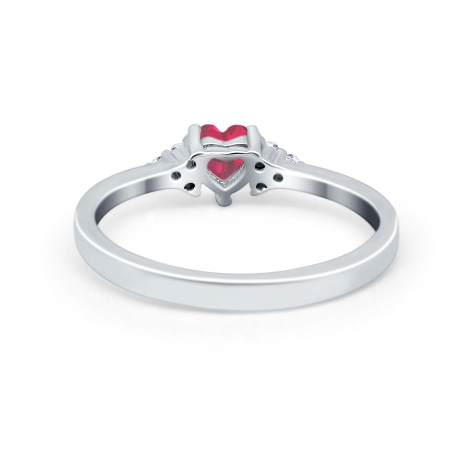 Engagement Heart Promise Ring Round Simulated Cubic Zirconia 925 Sterling Silver