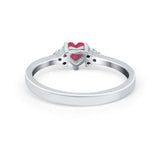 Engagement Heart Promise Ring Round Simulated Cubic Zirconia 925 Sterling Silver