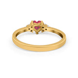 Engagement Heart Promise Ring Round Simulated Cubic Zirconia 925 Sterling Silver