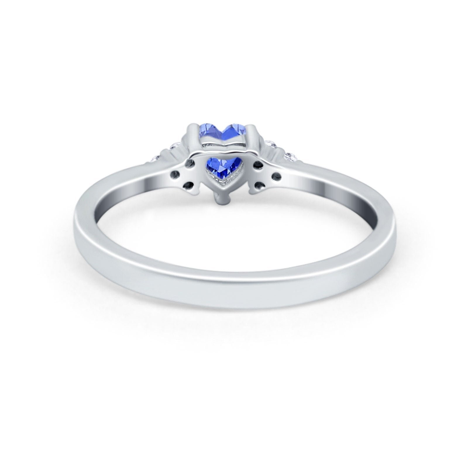 Engagement Heart Promise Ring Round Simulated Cubic Zirconia 925 Sterling Silver