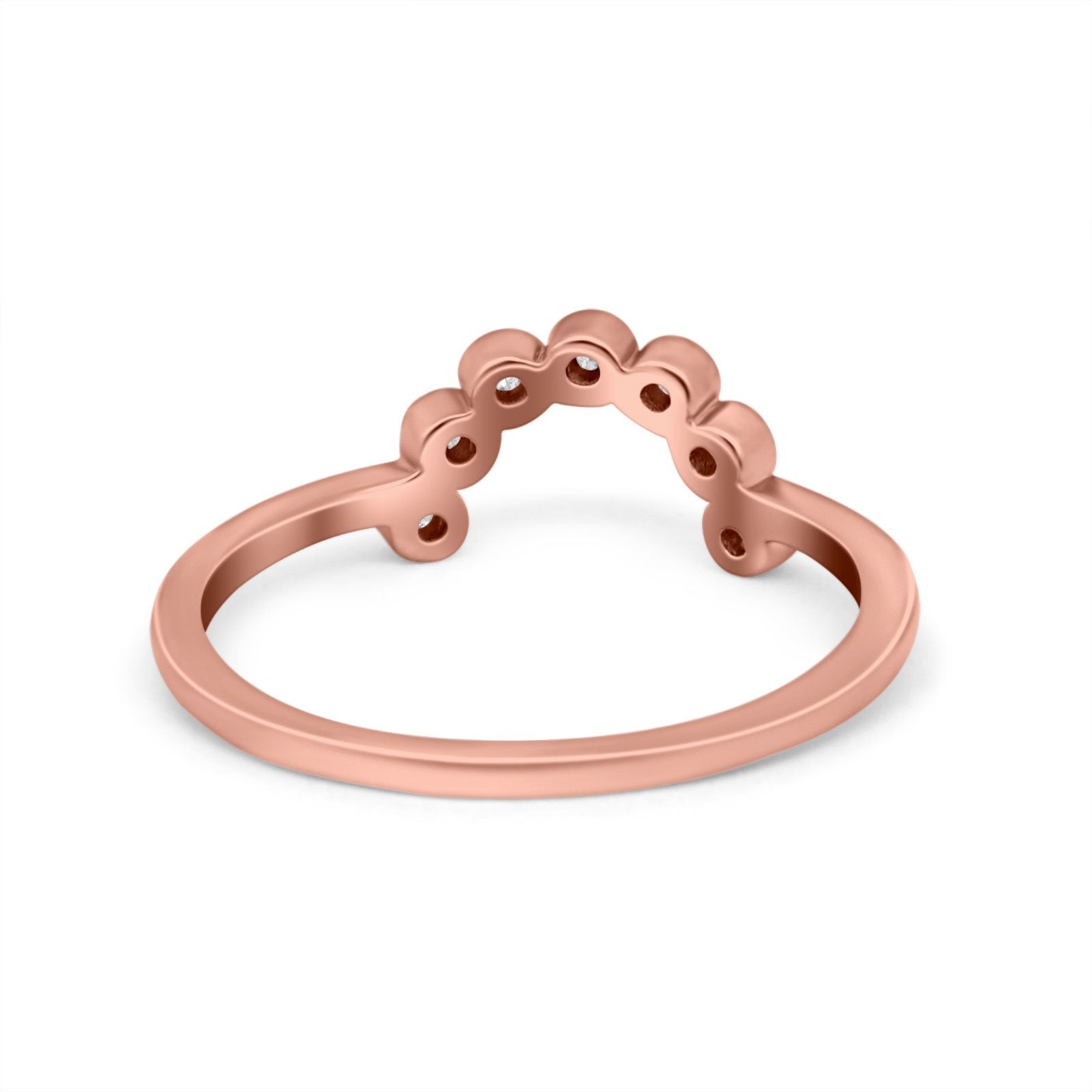 Curved Thumb Ring Eternity Wedding Band Round Simulated CZ 925 Sterling Silver