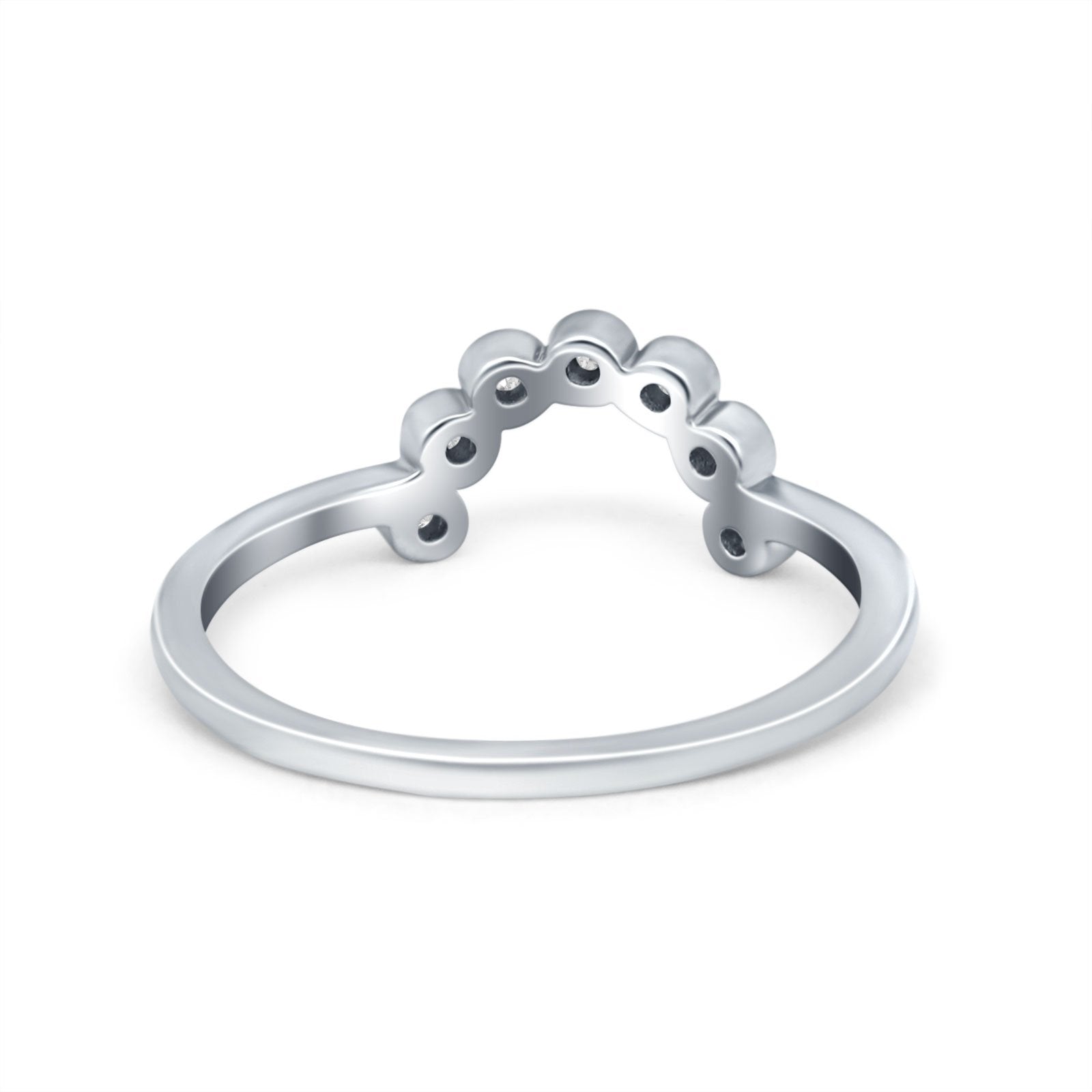 Curved Thumb Ring Eternity Wedding Band Round Simulated CZ 925 Sterling Silver