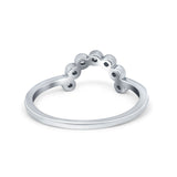 Curved Thumb Ring Eternity Wedding Band Round Simulated CZ 925 Sterling Silver