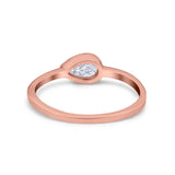 Pear Solitaire Wedding Ring Bezel Simulated Cubic Zirconia 925 Sterling Silver