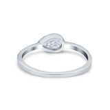Pear Solitaire Wedding Ring Bezel Simulated Cubic Zirconia 925 Sterling Silver