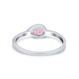 Pear Solitaire Wedding Ring Bezel Simulated Cubic Zirconia 925 Sterling Silver