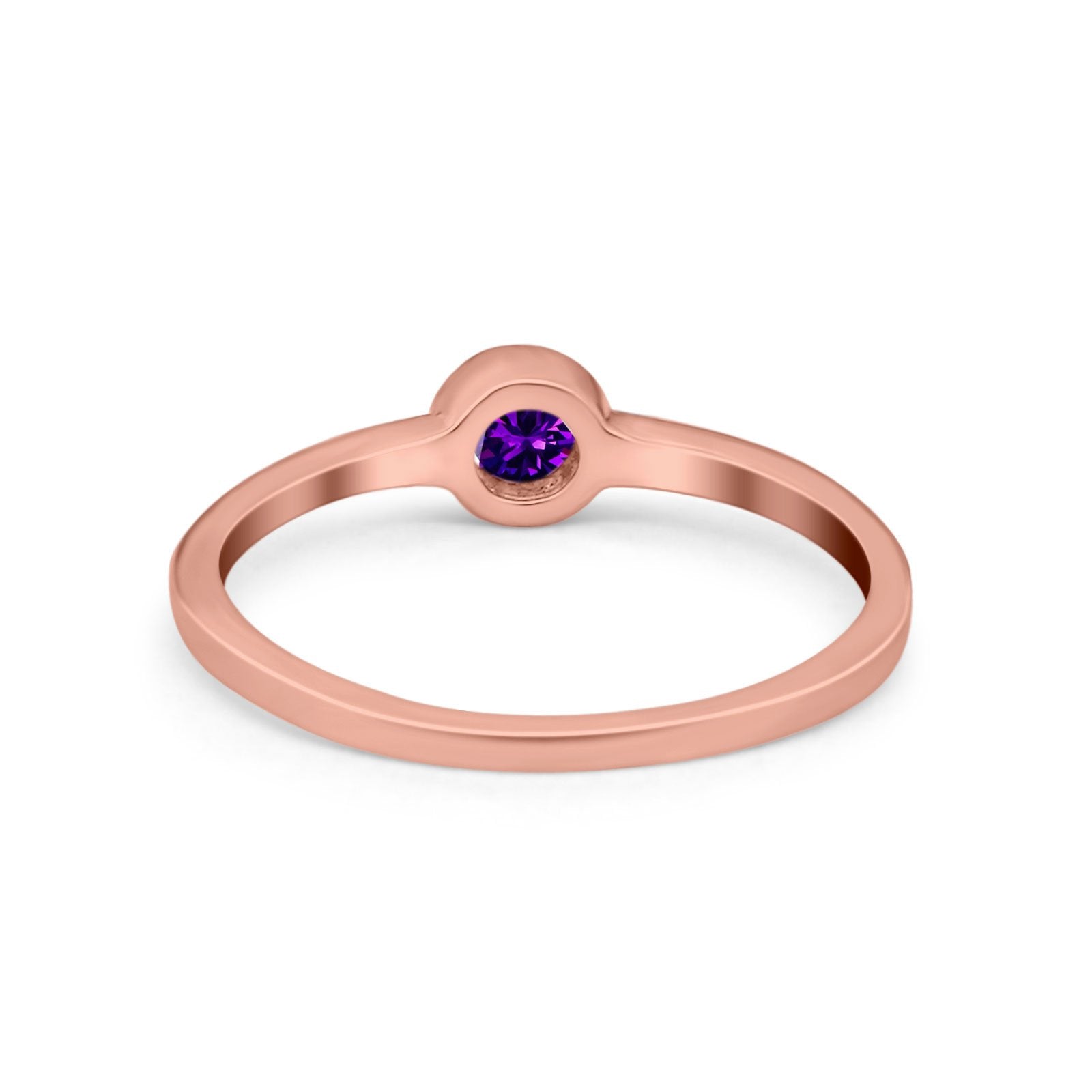 Petite Dainty Wedding Ring Bezel Simulated Cubic Zirconia 925 Sterling Silver