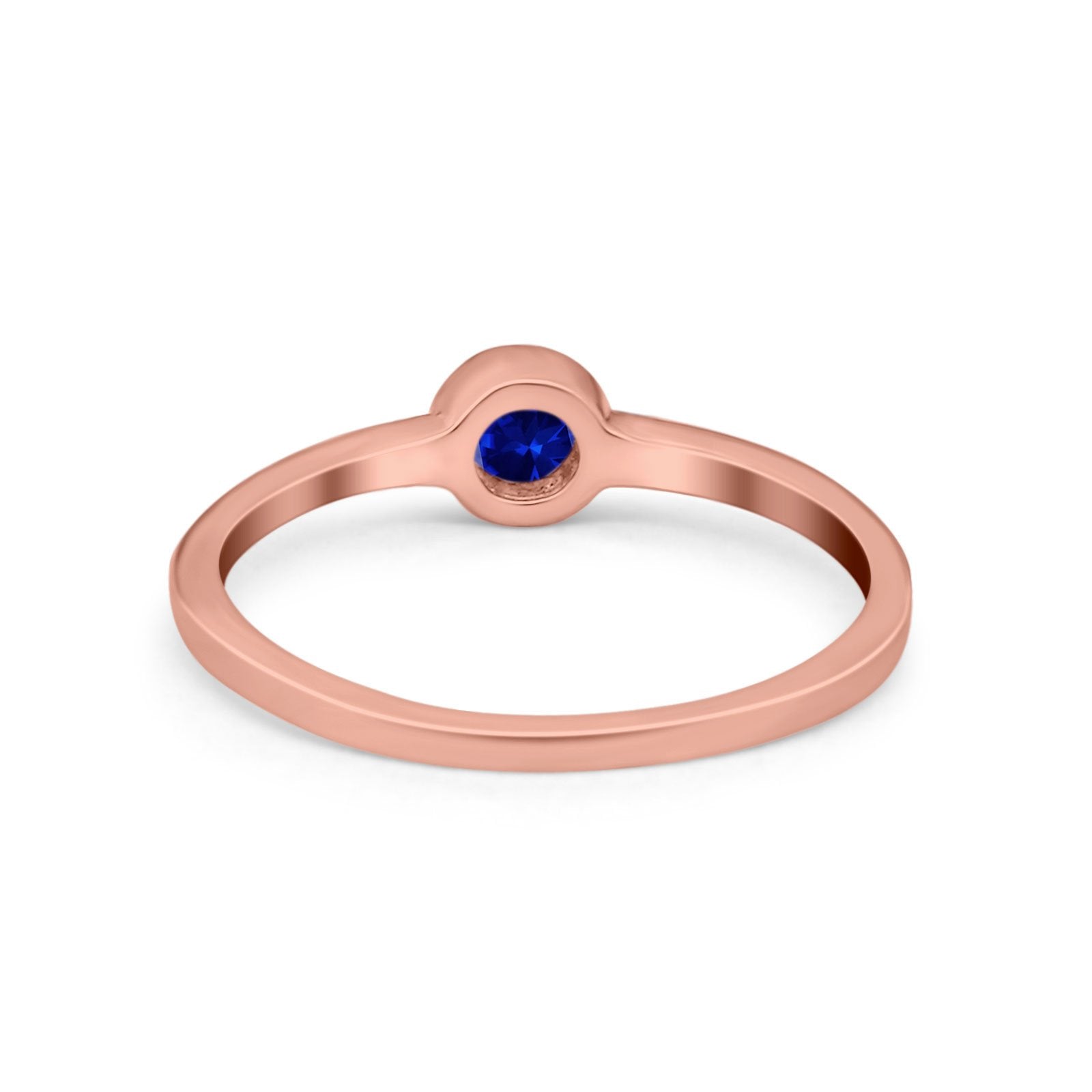 Petite Dainty Wedding Ring Bezel Simulated Cubic Zirconia 925 Sterling Silver