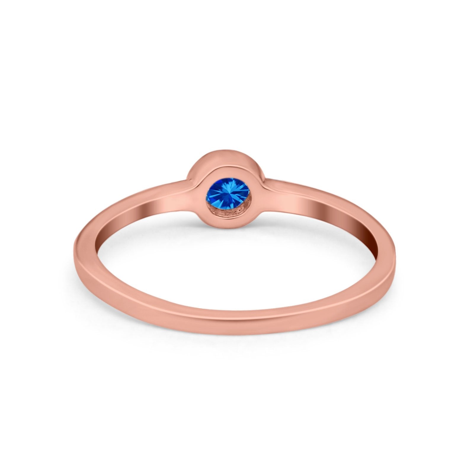 Petite Dainty Wedding Ring Bezel Simulated Cubic Zirconia 925 Sterling Silver